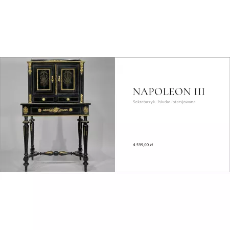 Biurko intarsjowane w stylu Napoleon III Autentyczne