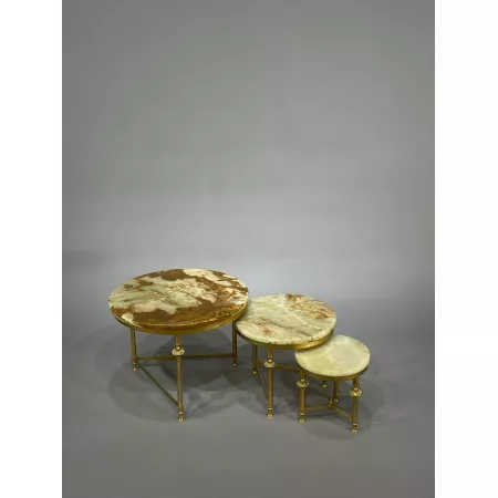 Komplet stolików z blatem onyks w stylu Ludwik XVI