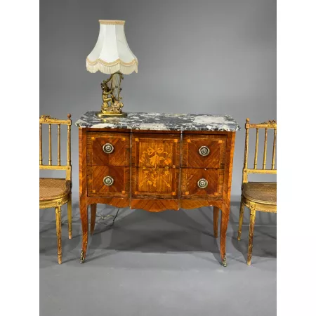Intarsjowana komoda z marmurowym blatem w stylu...