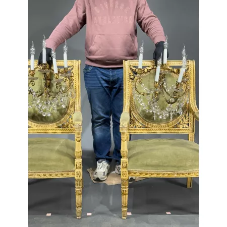 Zabytkowe kinkiety krystałowe w stylu Napoleon III...