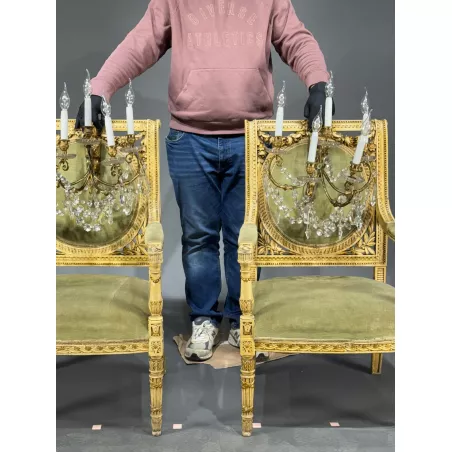 Zabytkowe kinkiety kryształowe w stylu Napoleon III Francja