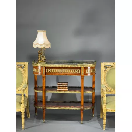 Intarsjowana konsol z marmurowym blatem w stylu Ludwik XVI Francja