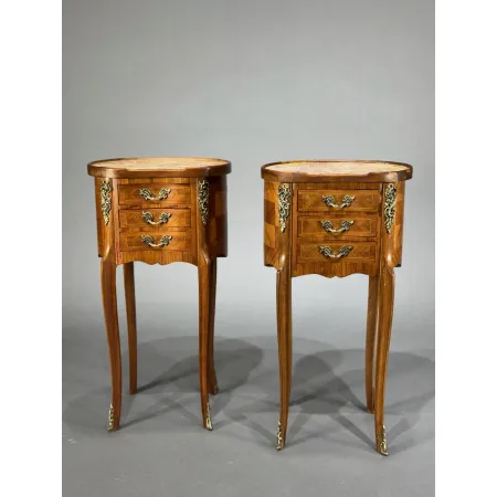 Stolik nocny intarsja (para) w stylu Ludwik XVI Francja
